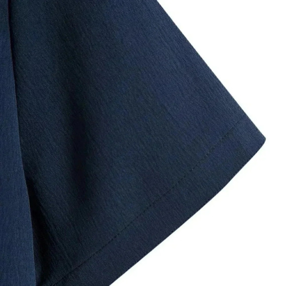 Navy Blue Preppy Mens Solid Button Up Shirt - Picture 3 of 4